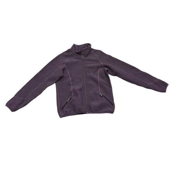 IBEX Womens USA Made 100% Wool Full Zip Sweater Mock Neck Purple Large Vintage - Picture 3 of 14